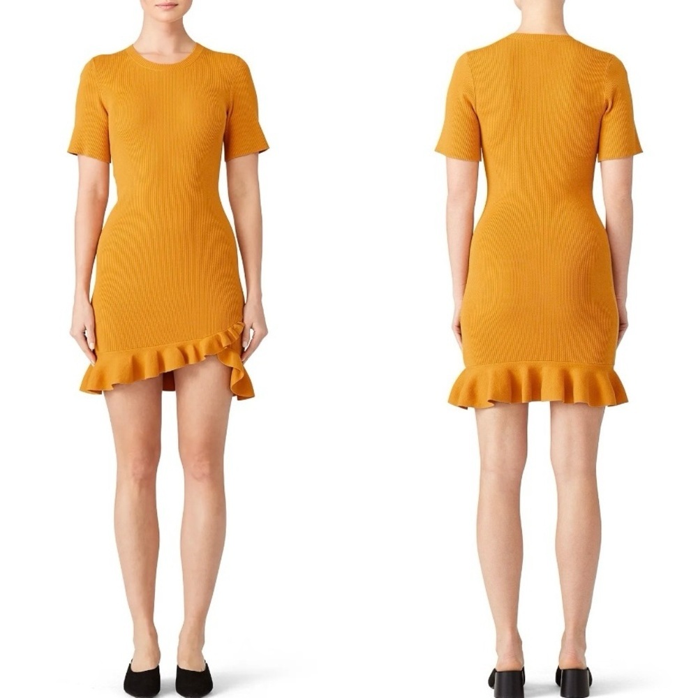 A.L.C. Yellow Tulum Mustard Yellow Ruffle Mini Dress Size S